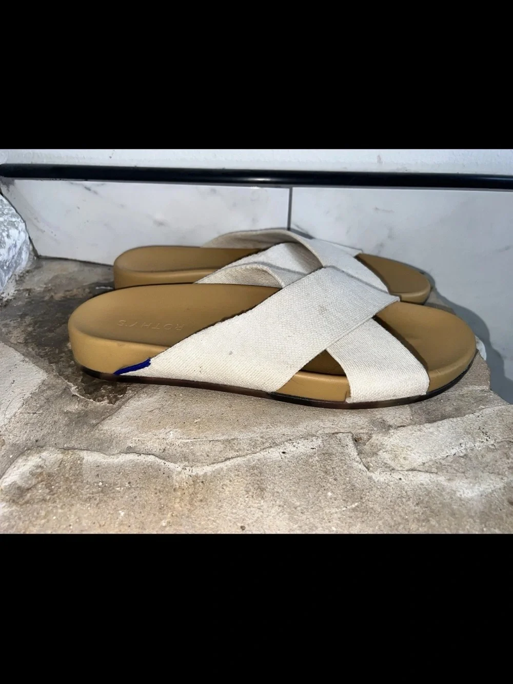 Rothys Women 10 The Weekend Slide Sandal Oat Slip On Shoe Open Toe Comfort